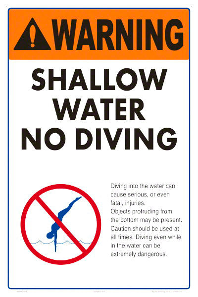 Shallow Water No Diving Sign 12x18 Inch 