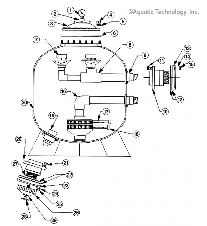 Baker-Hydro HRV 42 & 48 Inch Sand Filter Replacement Parts