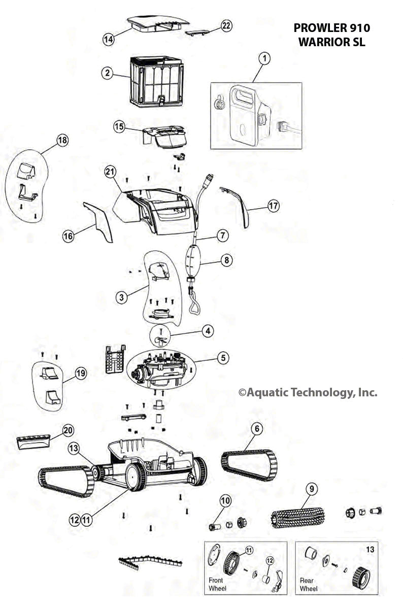 Pentair Prowler 920 and Warrior SE Cleaner Parts
