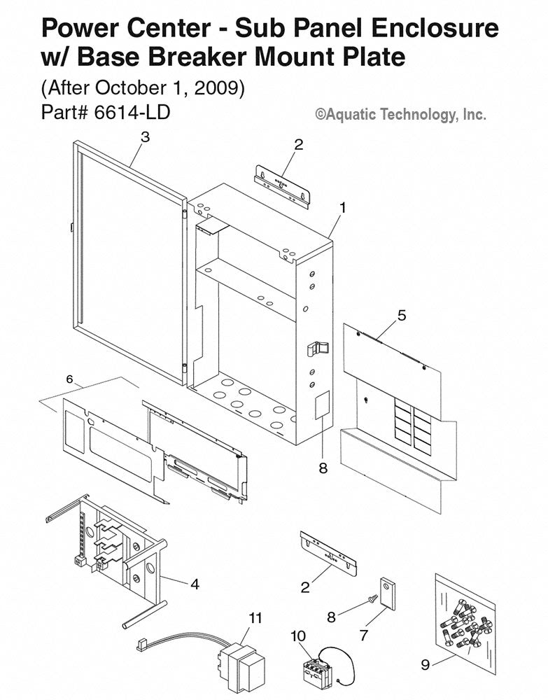 Jandy AquaLink Power Center Sub Panel Enclosure After 10/2009 Parts