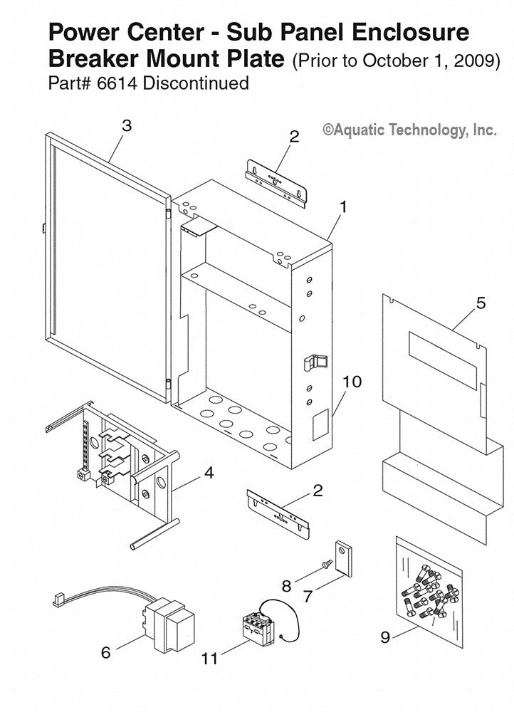 Jandy AquaLink Power Center Sub Panel Enclosure Prior to 10/2009 Parts