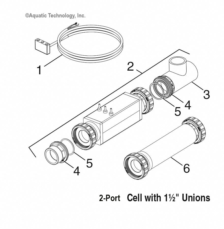 Jandy AquaPure 2-Port Cell 1.5 Unions Parts