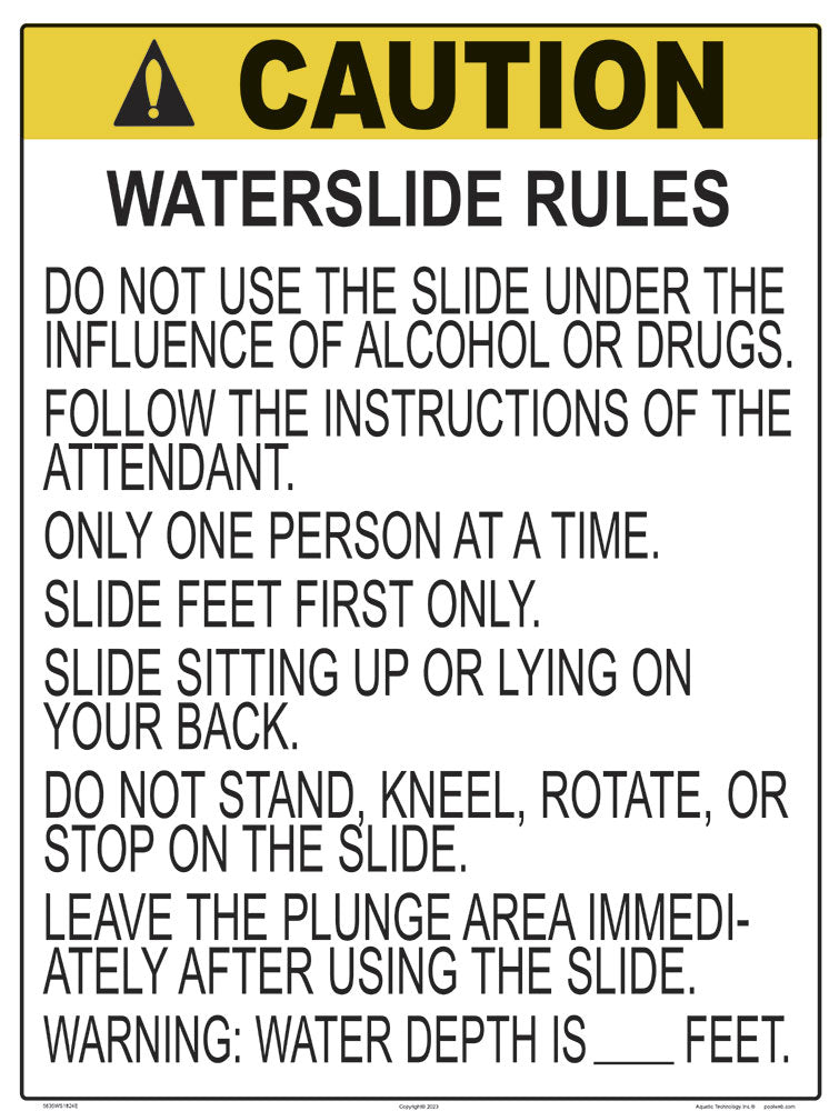 Waterslide Rules Sign - 18 x 24 Inches on Heavy-Duty Aluminum (Customize or Leave Blank)