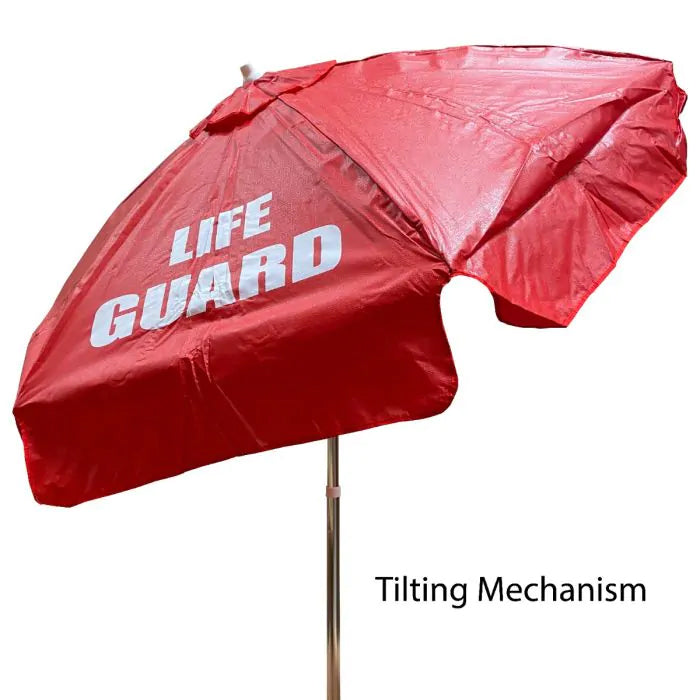 Lifeguard Umbrella With Tilt - Vinyl - 6-1/2 Foot Diameter - Red