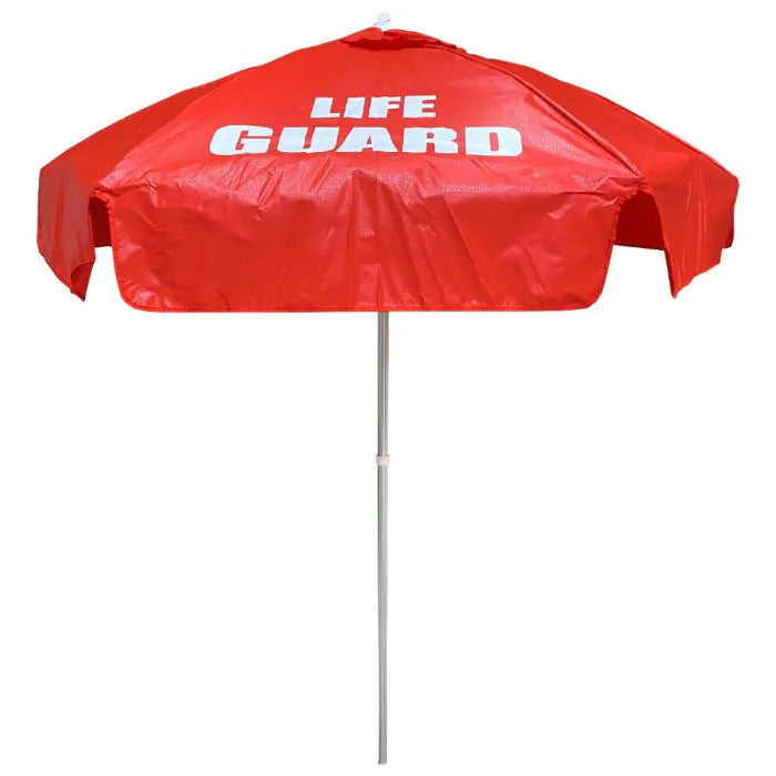 Lifeguard Umbrella With Tilt - Vinyl - 6-1/2 Foot Diameter - Red