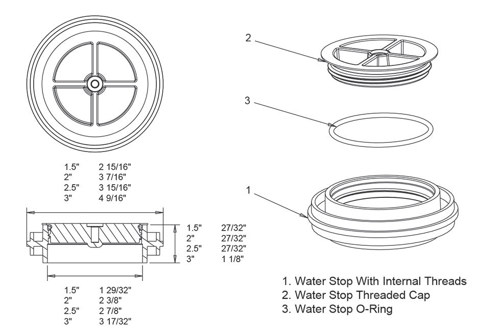 Winterizing Cap With O-Ring - 1-1/2 Inch - White