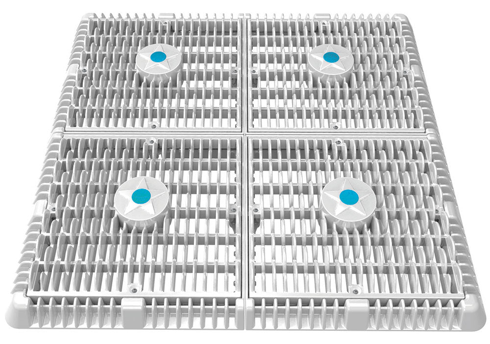 18 Inch Square Mud Frame With Four 9 Inch Wave Anti-Entrapment Suction Outlet Covers With Vented Riser Rings