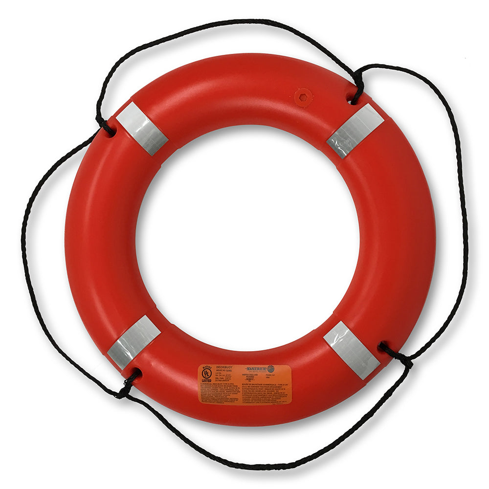 USCG Hard Shell 30 Inch Deckbuoy Life Ring With Reflective Tape - Orange