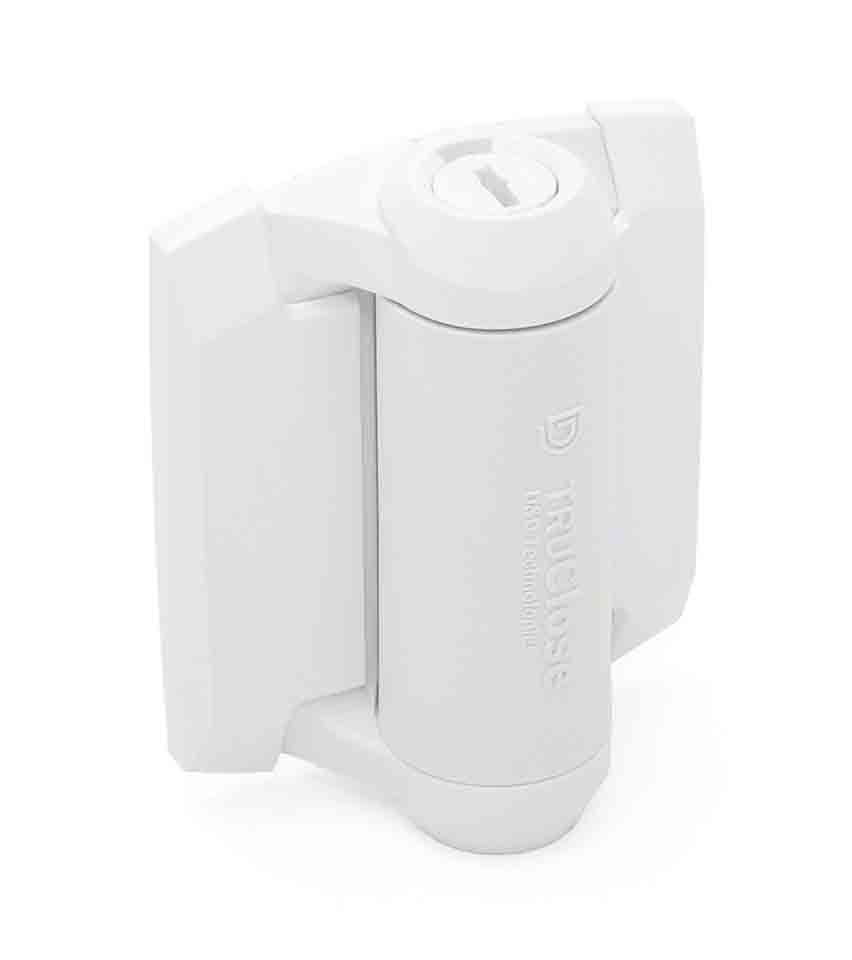 TruClose S3 Self-Closing Metal Gate Hinges Without Legs - White - Pair