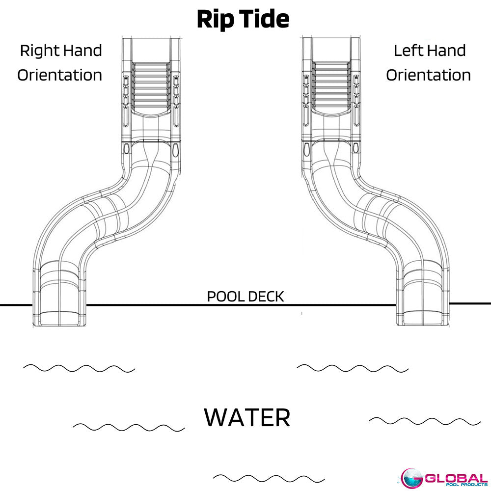 Rip Tide Water Slide Left Turn With LED Lights - Gray Granite