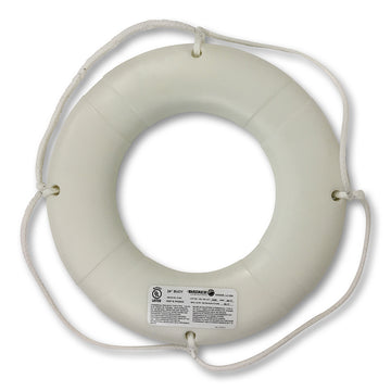 USCG High-Impact Polyethylene 24 Inch Life Ring Buoy - White