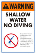 Shallow Water No Diving Warning Sign - 12 x 18 Inches on Heavy-Duty Aluminum