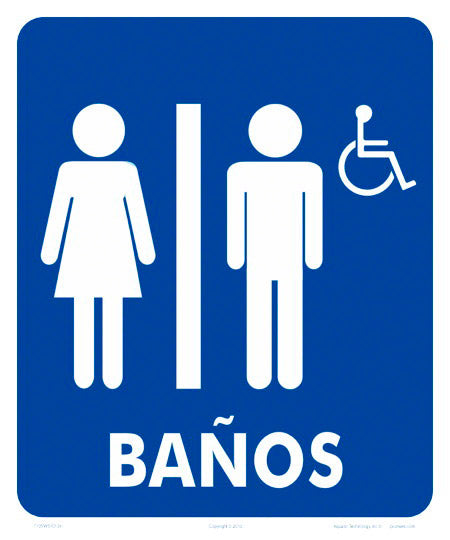 Restrooms/Wheelchair Accessible Spanish Sign - 10x12 Inch