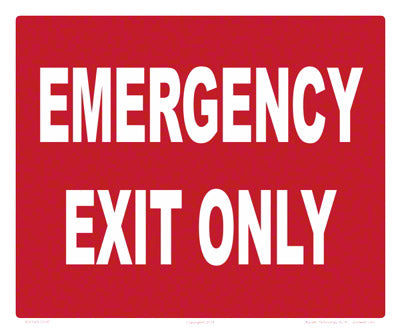 Emergency Exit Only Aluminum Sign - 12x10 Inch