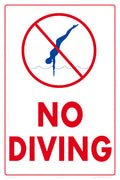 No Diving (in Red) Sign - 12 x 18 Inches on Heavy-Duty Aluminum