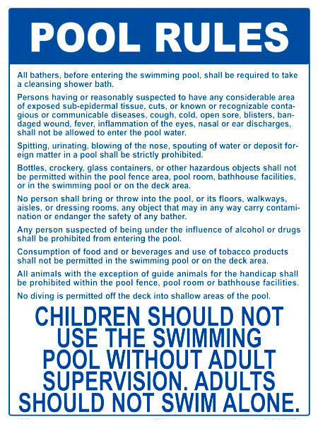 North Carolina Pool Rules Aluminum Sign - 18x24 Inch