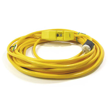 In-Line GFCI Cord Set - 230 Volts 15A - 6-15P Male Plug - 100 Foot Yellow Cord