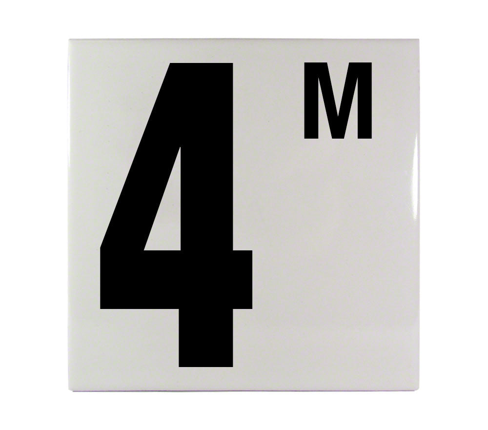 4M Metric Ceramic Smooth Tile Depth Marker 6 Inch x 6 Inch with 5 Inch Lettering