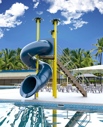 Single Flume Triangle Deck Waterslide With 360 Degree Turn