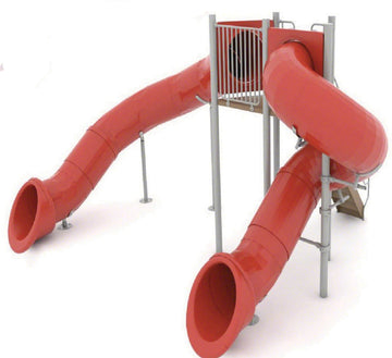 Double Flume Half Hex Deck Waterslide With 360 and 90 Degree Turns