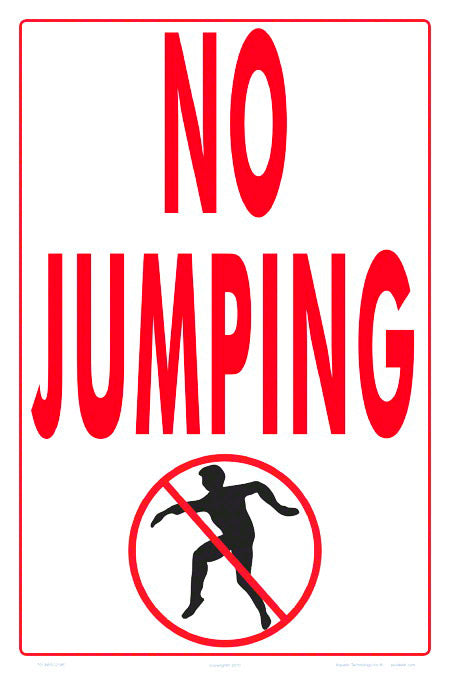 No Jumping With Graphic Sign - 12x18 Inch