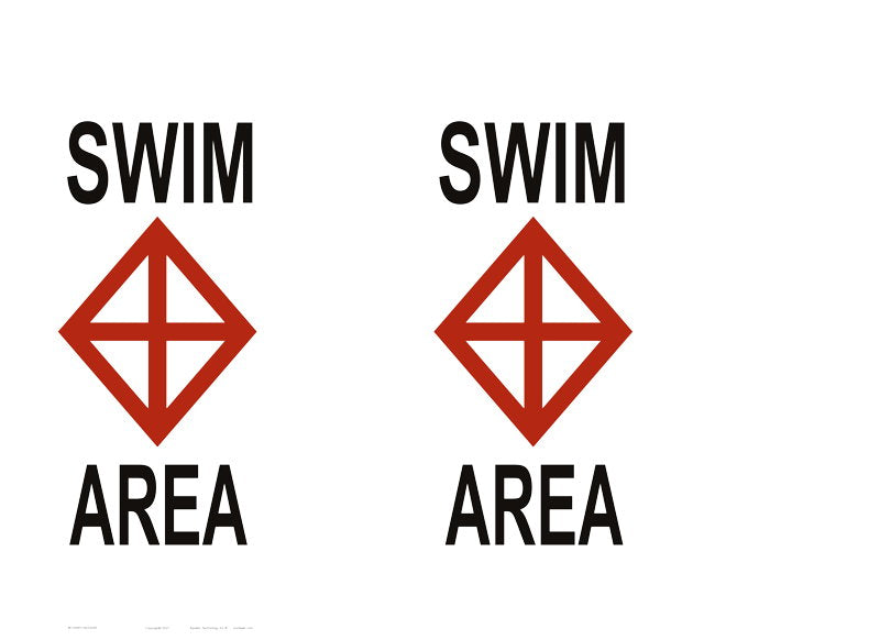 Swim Area Regulatory Buoy Label - 33 x 24 Inches on Adhesive Vinyl