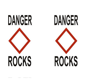 Danger Rocks Regulatory Buoy Label - 33 x 24 Inches on Adhesive Vinyl