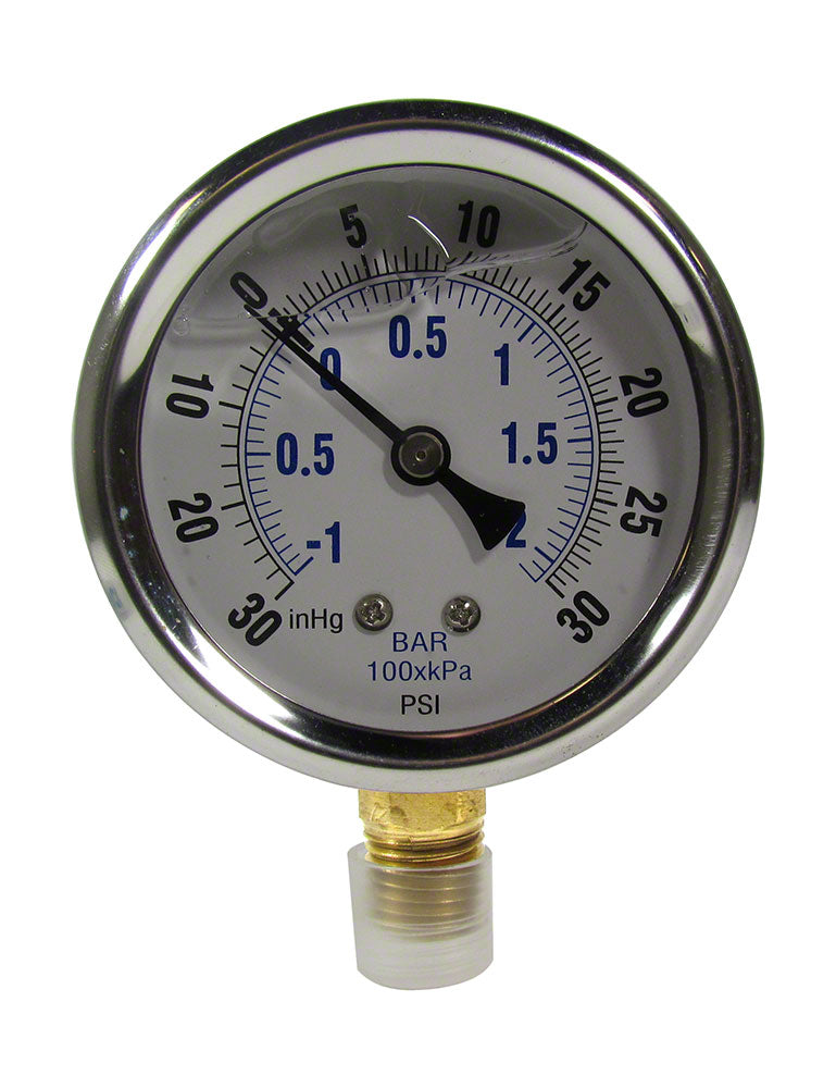 30 to 30 PSI Liquid Filled Vacuum/Pressure Gauge 1/4 Inch Mount 2