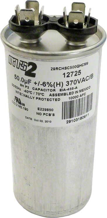 Motor Run Capacitor 50 MFD - 370 Volts