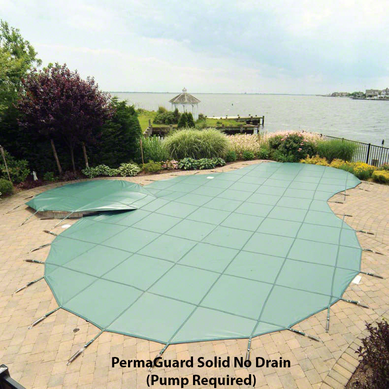 PermaGuard Solid Vinyl Rectangular Safety Pool Cover 18 x 42 Feet With Drain