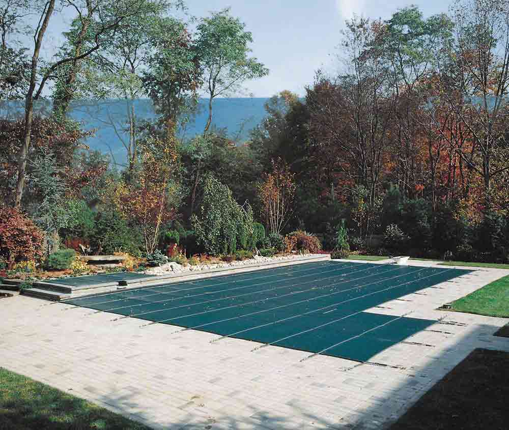 RuggedMesh Mesh Rectangular Safety Pool Cover 14 x 28 Feet, 4 x 6 Feet Center End Step